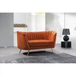 Tiberius 2 Seater Fabric Sofa Metal Leg Comfortable Seating Ideal for Living Room - Brown