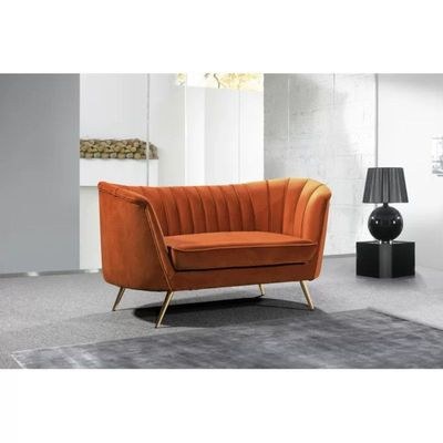 Tiberius 2 Seater Fabric Sofa Metal Leg Comfortable Seating Ideal for Living Room - Brown - Image 2