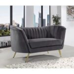Tiberius 2 Seater Fabric Sofa Metal Leg Comfortable Seating Ideal for Living Room - Grey