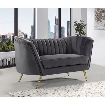Tiberius 2 Seater Fabric Sofa Metal Leg Comfortable Seating Ideal for Living Room - Grey - Image 2
