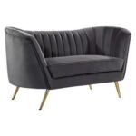 Tiberius 2 Seater Fabric Sofa Metal Leg Comfortable Seating Ideal for Living Room - Grey