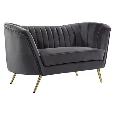 Tiberius 2 Seater Fabric Sofa Metal Leg Comfortable Seating Ideal for Living Room - Grey - Image 3