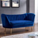 Tiberius 2 Seater Fabric Sofa Metal Leg Comfortable Seating Ideal for Living Room - Blue