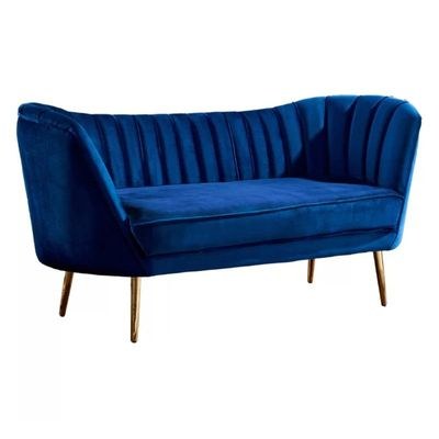 Tiberius 2 Seater Fabric Sofa Metal Leg Comfortable Seating Ideal for Living Room - Blue - Image 4