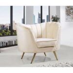 Tiberius 1 Seater Fabric Sofa Metal Leg Comfortable Seating Ideal for Living Room - Cream
