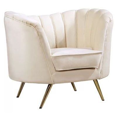 Tiberius 1 Seater Fabric Sofa Metal Leg Comfortable Seating Ideal for Living Room - Cream - Image 2