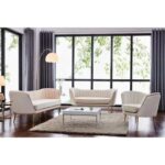 Tiberius 1 Seater Fabric Sofa Metal Leg Comfortable Seating Ideal for Living Room - Cream