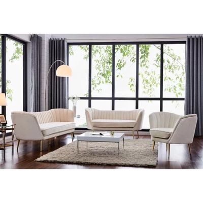 Tiberius 1 Seater Fabric Sofa Metal Leg Comfortable Seating Ideal for Living Room - Cream - Image 4