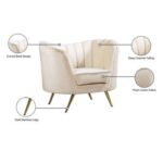 Tiberius 1 Seater Fabric Sofa Metal Leg Comfortable Seating Ideal for Living Room - Cream