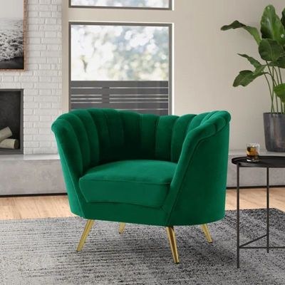 Tiberius 1 Seater Fabric Sofa Metal Leg Comfortable Seating Ideal for Living Room-Green