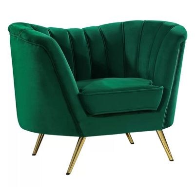 Tiberius 1 Seater Fabric Sofa Metal Leg Comfortable Seating Ideal for Living Room-Green - Image 2