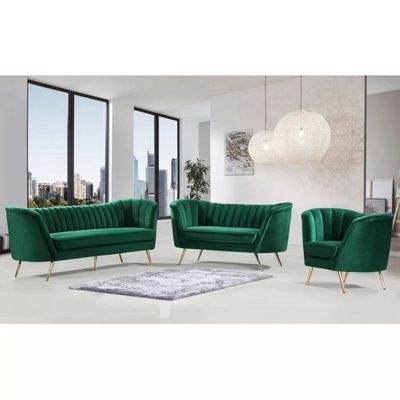 Tiberius 1 Seater Fabric Sofa Metal Leg Comfortable Seating Ideal for Living Room-Green - Image 3