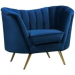 Tiberius 1 Seater Fabric Sofa Metal Leg Comfortable Seating Ideal for Living Room-Blue