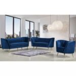 Tiberius 1 Seater Fabric Sofa Metal Leg Comfortable Seating Ideal for Living Room-Blue