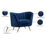 Tiberius 1 Seater Fabric Sofa Metal Leg Comfortable Seating Ideal for Living Room-Blue