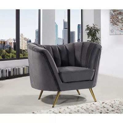 Tiberius 1 Seater Fabric Sofa Metal Leg Comfortable Seating Ideal for Living Room-Grey
