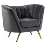 Tiberius 1 Seater Fabric Sofa Metal Leg Comfortable Seating Ideal for Living Room-Grey
