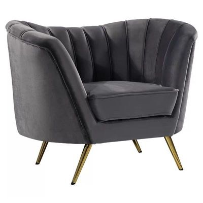Tiberius 1 Seater Fabric Sofa Metal Leg Comfortable Seating Ideal for Living Room-Grey - Image 2