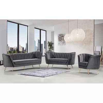 Tiberius 1 Seater Fabric Sofa Metal Leg Comfortable Seating Ideal for Living Room-Grey - Image 3