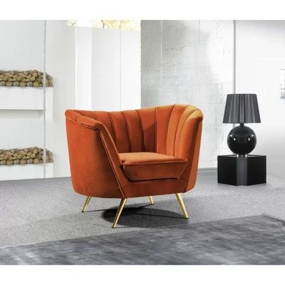 Tiberius 1 Seater Fabric Sofa Metal Leg Comfortable Seating Ideal for Living Room-Brown