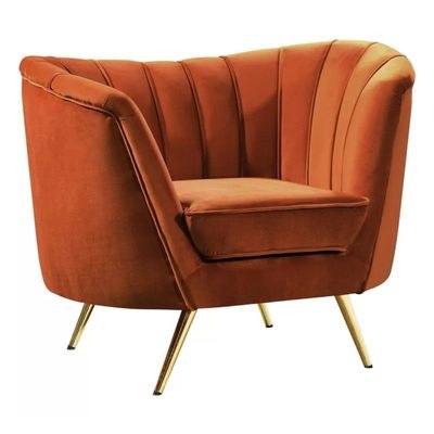 Tiberius 1 Seater Fabric Sofa Metal Leg Comfortable Seating Ideal for Living Room-Brown - Image 2