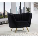 Tiberius 1 Seater Fabric Sofa Metal Leg Comfortable Seating Ideal for Living Room-Black