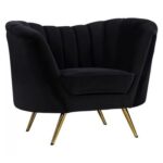 Tiberius 1 Seater Fabric Sofa Metal Leg Comfortable Seating Ideal for Living Room-Black