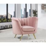 Tiberius 1 Seater Fabric Sofa Metal Leg Comfortable Seating Ideal for Living Room-Pink