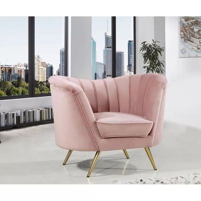 Tiberius 1 Seater Fabric Sofa Metal Leg Comfortable Seating Ideal for Living Room-Pink