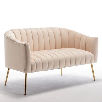 Murrow 2 Seater Fabric Sofa Metal Leg Comfortable Seating Ideal for Living Room-Beige - Image 3