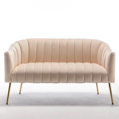 Murrow 2 Seater Fabric Sofa Metal Leg Comfortable Seating Ideal for Living Room-Beige - Image 4