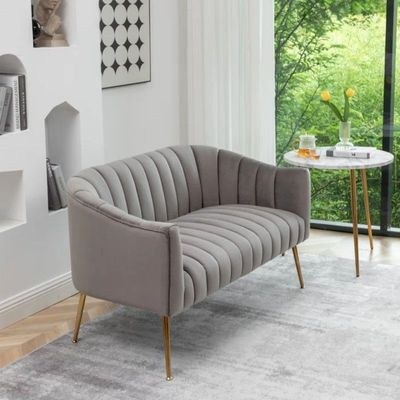 Murrow 2 Seater Fabric Sofa Metal Leg Comfortable Seating Ideal for Living Room-Grey