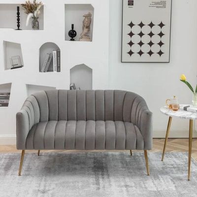 Murrow 2 Seater Fabric Sofa Metal Leg Comfortable Seating Ideal for Living Room-Grey - Image 2