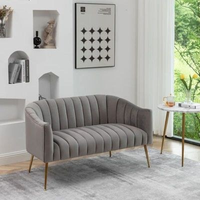 Murrow 2 Seater Fabric Sofa Metal Leg Comfortable Seating Ideal for Living Room-Grey - Image 3