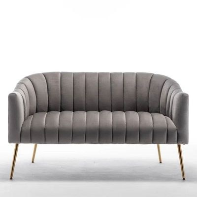 Murrow 2 Seater Fabric Sofa Metal Leg Comfortable Seating Ideal for Living Room-Grey - Image 5