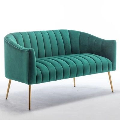 Murrow 2 Seater Fabric Sofa Metal Leg Comfortable Seating Ideal for Living Room-Green - Image 4