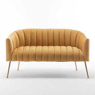 Murrow 2 Seater Fabric Sofa Metal Leg Comfortable Seating Ideal for Living Room-Yellow - Image 3