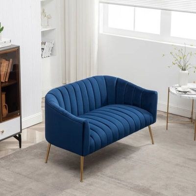Murrow 2 Seater Fabric Sofa Metal Leg Comfortable Seating Ideal for Living Room-Blue - Image 2