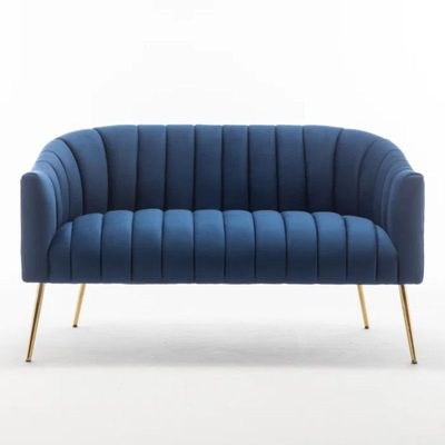 Murrow 2 Seater Fabric Sofa Metal Leg Comfortable Seating Ideal for Living Room-Blue - Image 4