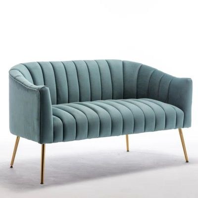 Murrow 2 Seater Fabric Sofa Metal Leg Comfortable Seating Ideal for Living Room-Turquoise - Image 4