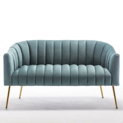 Murrow 2 Seater Fabric Sofa Metal Leg Comfortable Seating Ideal for Living Room-Turquoise - Image 5