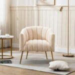Murrow 1 Seater Fabric Sofa Metal Leg Comfortable Seating Ideal for Living Room-Beige
