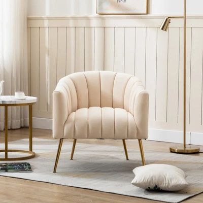 Murrow 1 Seater Fabric Sofa Metal Leg Comfortable Seating Ideal for Living Room-Beige