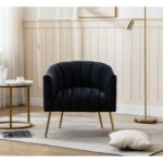 Murrow 1 Seater Fabric Sofa Metal Leg Comfortable Seating Ideal for Living Room-Black