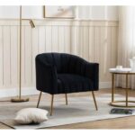 Murrow 1 Seater Fabric Sofa Metal Leg Comfortable Seating Ideal for Living Room-Black