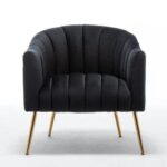Murrow 1 Seater Fabric Sofa Metal Leg Comfortable Seating Ideal for Living Room-Black