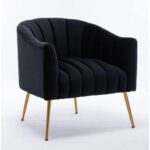 Murrow 1 Seater Fabric Sofa Metal Leg Comfortable Seating Ideal for Living Room-Black