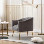 Murrow 1 Seater Fabric Sofa Metal Leg Comfortable Seating Ideal for Living Room-Grey