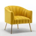 Murrow 1 Seater Fabric Sofa Metal Leg Comfortable Seating Ideal for Living Room-Yellow