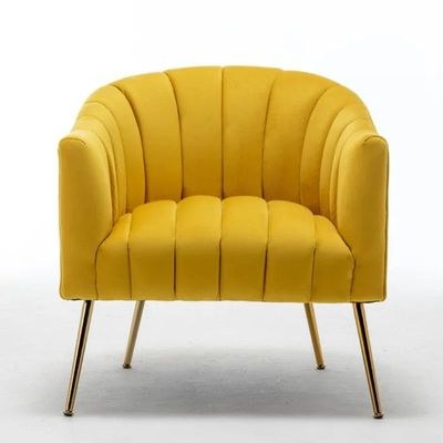 Murrow 1 Seater Fabric Sofa Metal Leg Comfortable Seating Ideal for Living Room-Yellow - Image 2